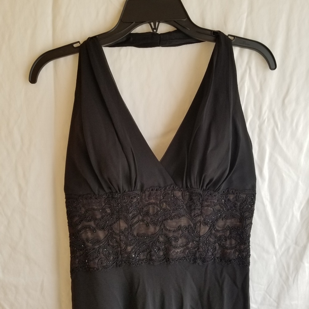 Black beaded halter dress